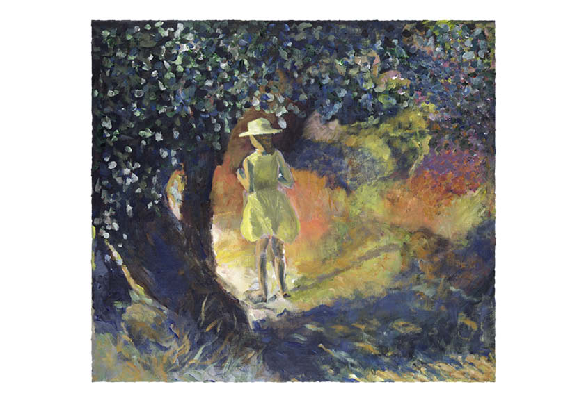 Gul klänning, print