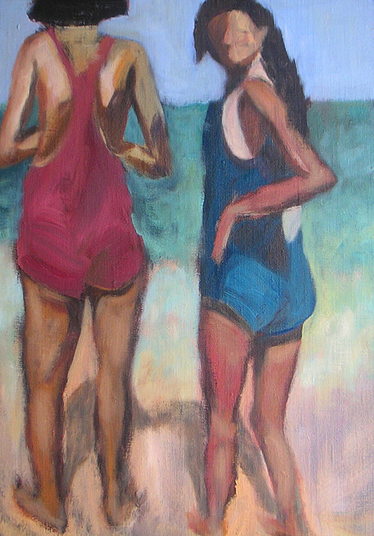 Badande flickor, painting